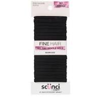 scünci No Damage Super Comfy Hosiery Elastic Hair Tie Ponytailers - Black - Fine Hair - 20pc