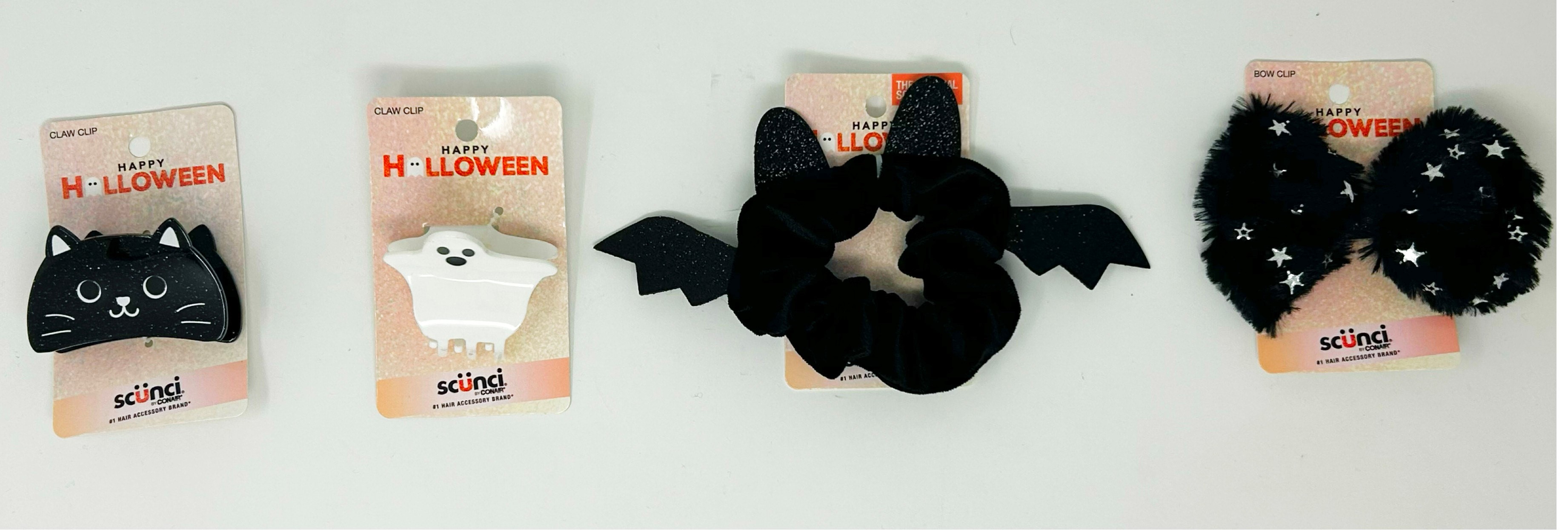 ITEM#1115601C001 SCUNCI HALLOWEEN HAIR ACCESSORIES CLIPS STRIP 12 PER CS