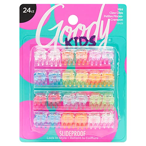 Goody Classics Mini Claw Clips - 24-Pack, Assorted Colors - Great for Easily Pulling Up Your Hair -