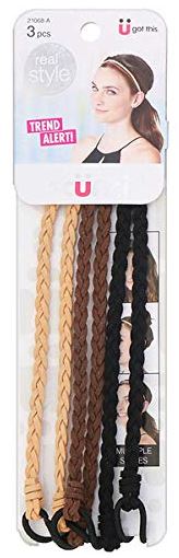 Scunci, Real Style, Suede Braided Headwraps, Neutral, 3 Pieces - Click Image to Close