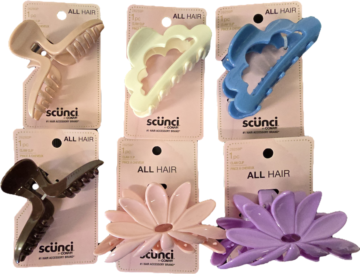 (image for) Scunci Flower, Cloud & Classic Claw Clip Variety Pack - 24/Cs