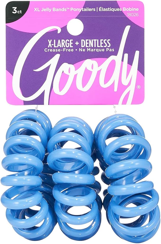 ITEM# 3000266 Goody Dentless Jelly Bands Elastic Thick Hair Coils - 3ct Blue Pack:72/3 UPC:041457180