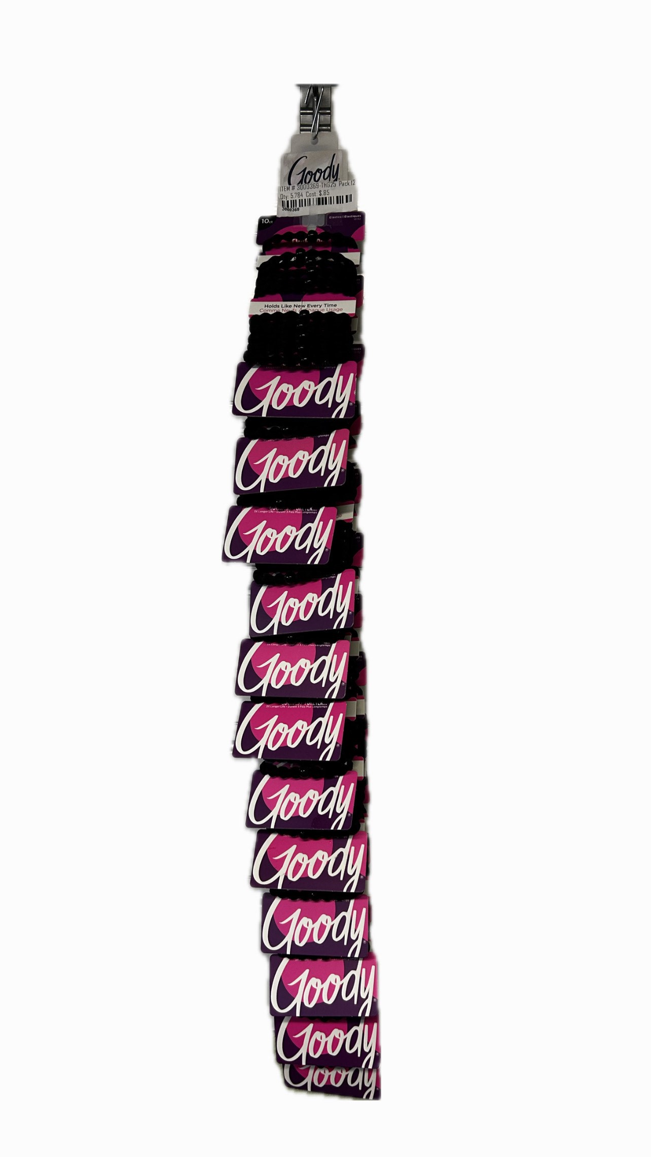 GOODY 10CT BLACK FOREVER ELASTICS CS 12 UNIT PER CLIP STRIP