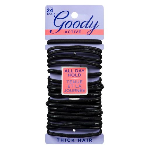 GOODY OUCHLESS BLACK FLAT ELASTICS 4MM 15CT UPC:041457075142 PACK:72/3