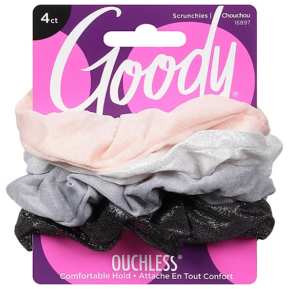 ITEM# 3000611 GOODY SHIMMER SCRUNCHIES 4 CT Pack:72/3 UPC:041457168974