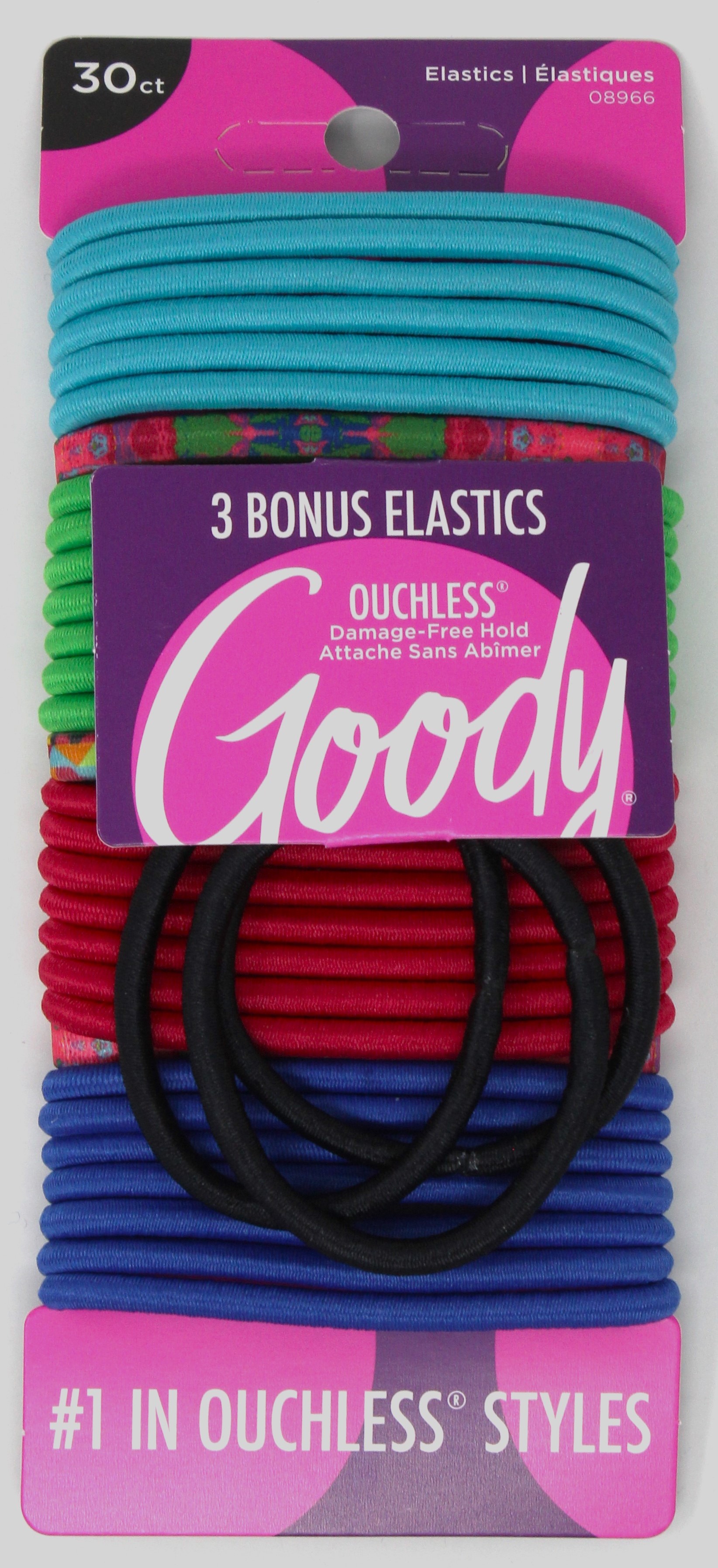 GOODY CAN OL ELASTICS 30CT 3 BONUS BLACK ELASTICS UPC:041457089668 PACK:72/3