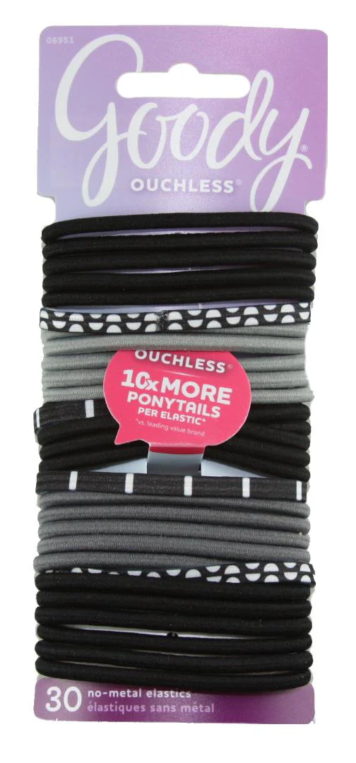 Goody Ouchless Elastics Black and White 30CT UPC:041457069516