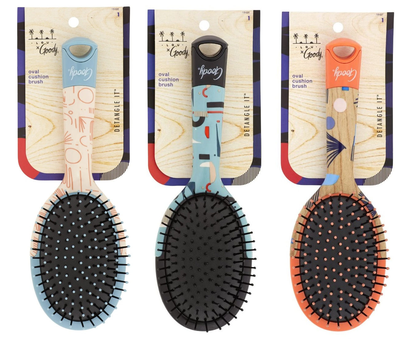 #3001367 Goody Tru X Hola Lou Collab Oval Detangling Brush 1CT Bold Color Prints UPC 041457183083