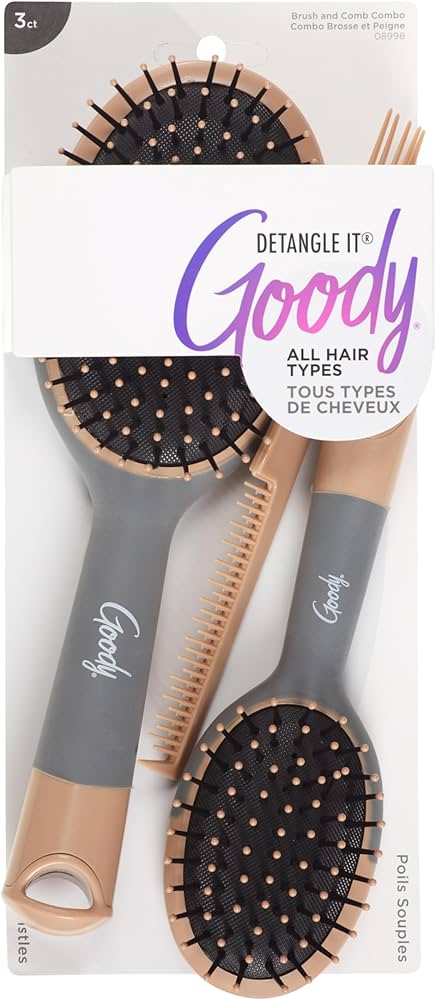 ITEM:3002259 Goody Detangle It Oval Brush and Comb Combo, Brown and Gray PACK:48/3 UPC:041457089989