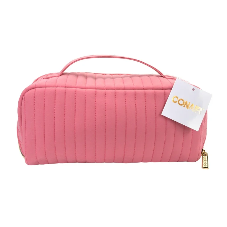 Conair Fold Flat Quilt Pink Cosmetic Bag