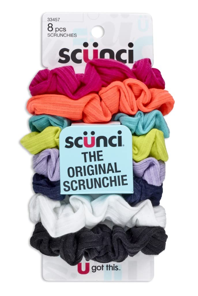 ITEM#33457 Scunci Small Ribbed Scrunchies 8ct UPC:043194334575