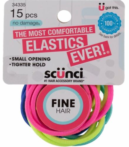 ITEM#34335 Scunci Fine Hair Neon Elastics UPC:043194343355