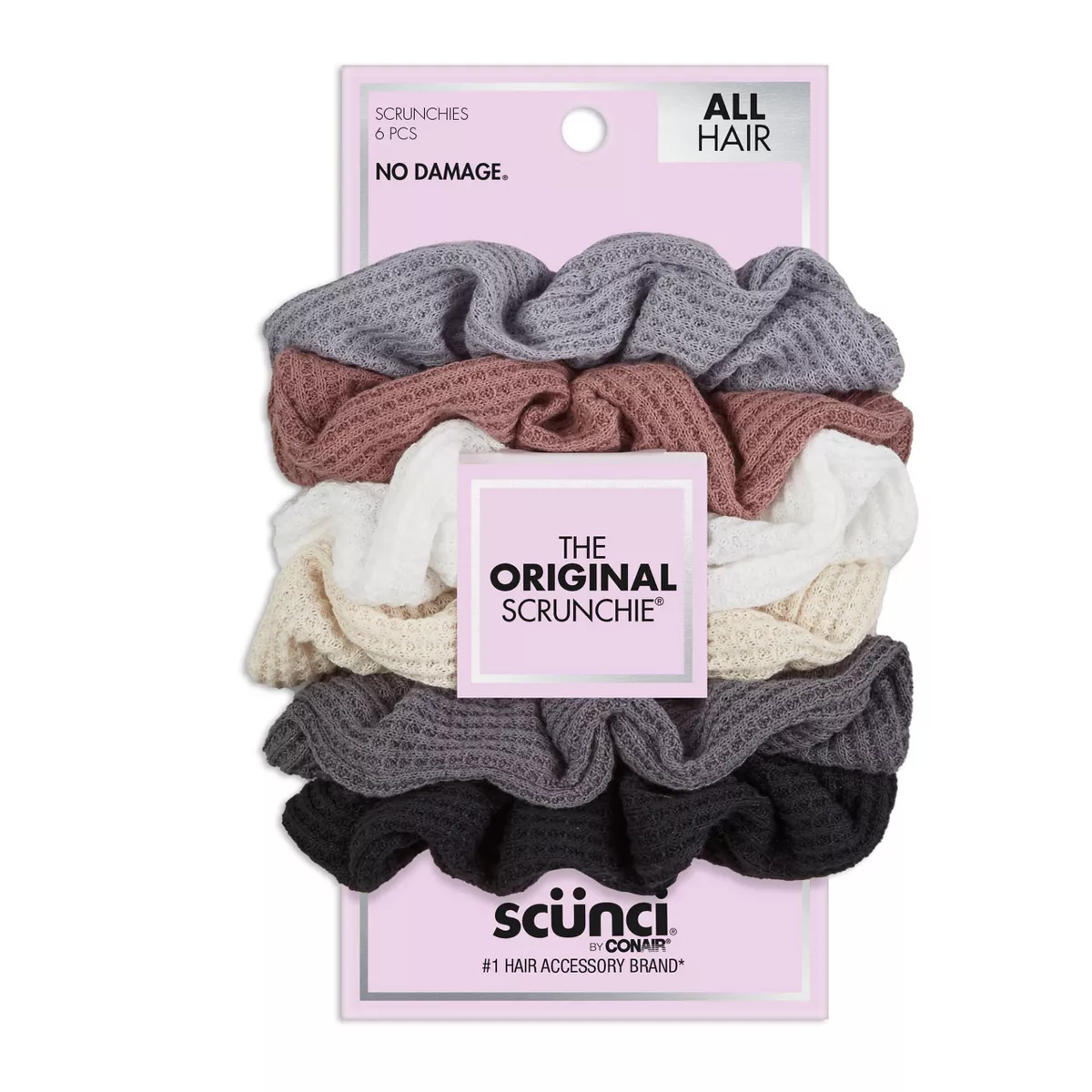 scünci No Damage Thermal Scrunchies - Lavender/Neutral - All Hair - 6pk