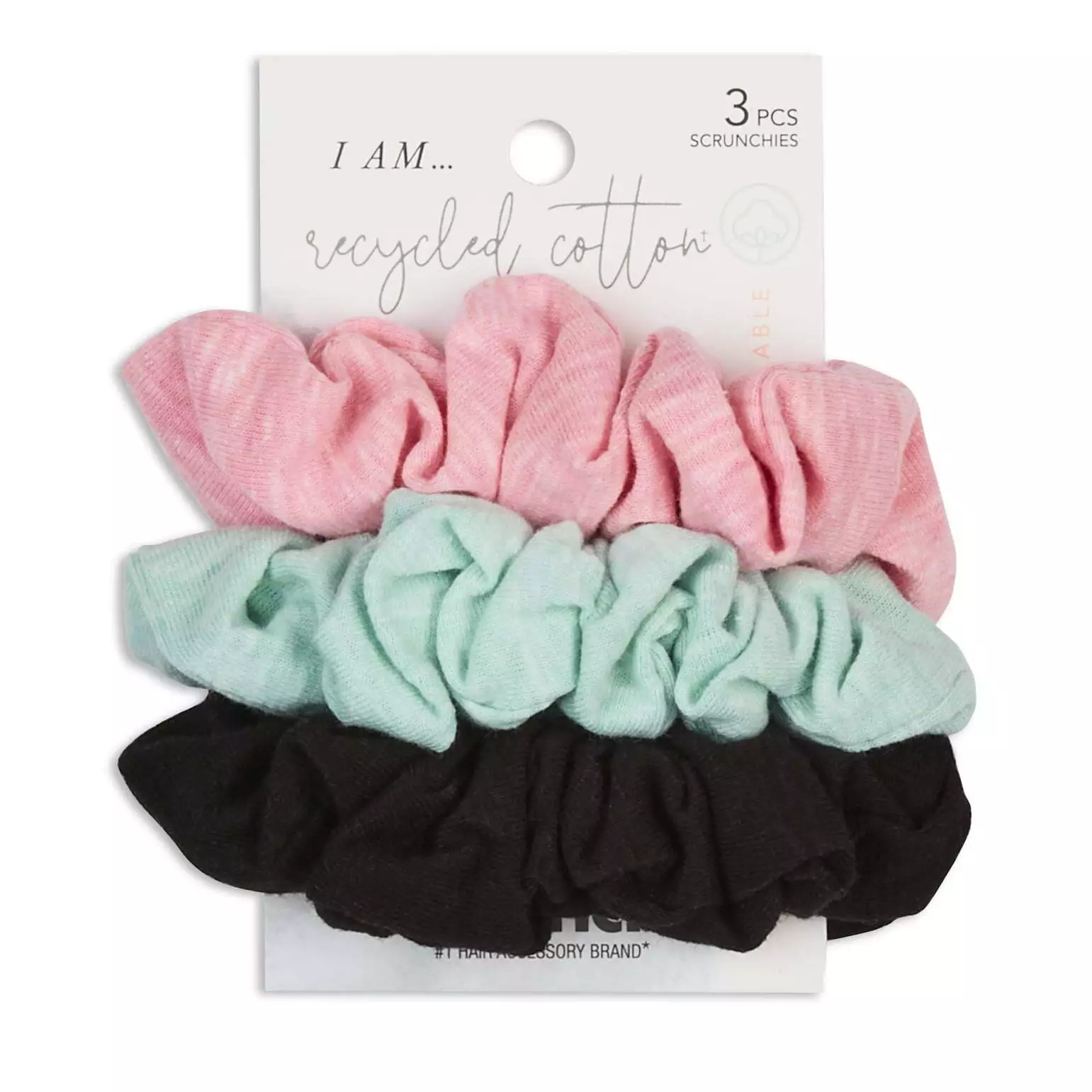 ITEM:35306 Scunci Planet Earth-Friendly Recycled Cotton Scrunchies 3ct UPC:043194353064