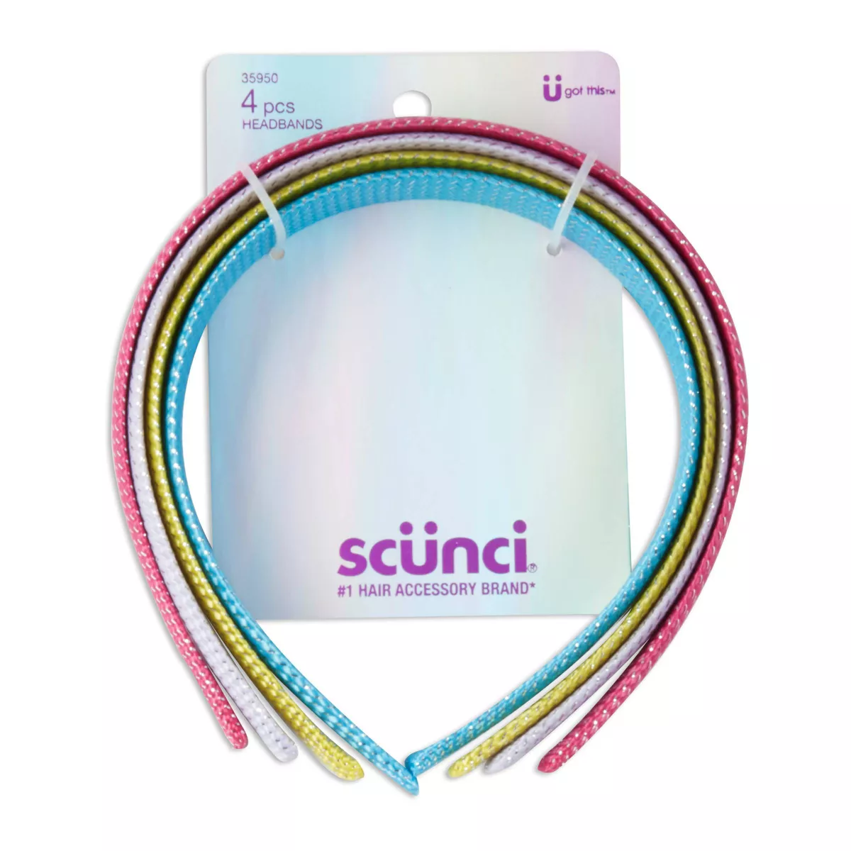 scünci Kids Thin Sparkle Woven Headbands - Assorted Brights - 4pcs