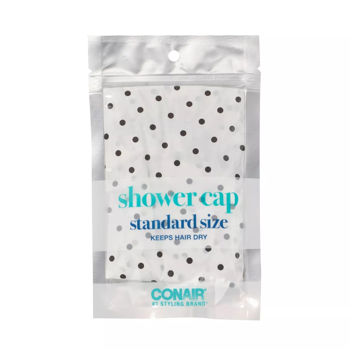 Conair Elastic Edge Standard Size Shower Cap - Polka Dot