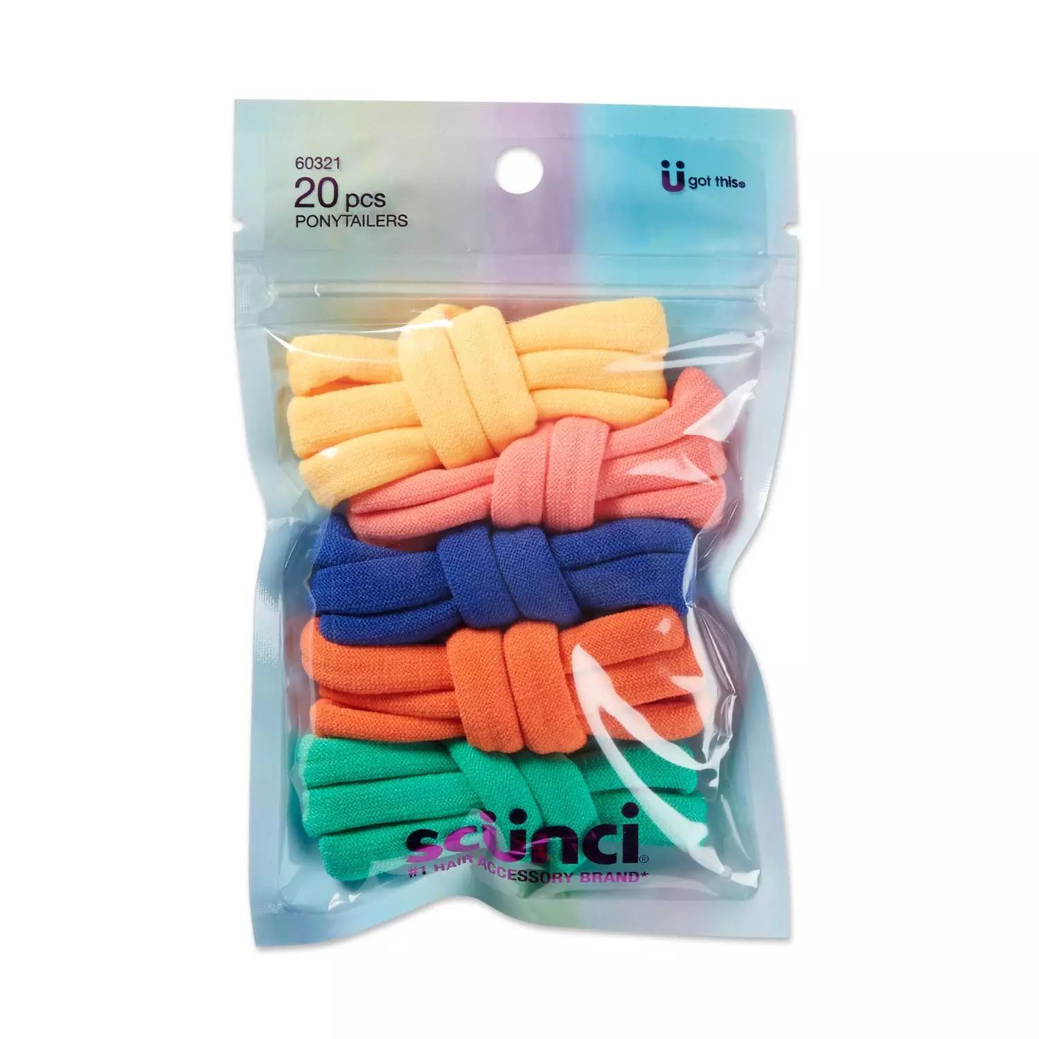 Scunci Soft Tween Ponytailers in Zip Pouch, Assorted Colors UPC:043194603213 PACK:48(16-3'S)