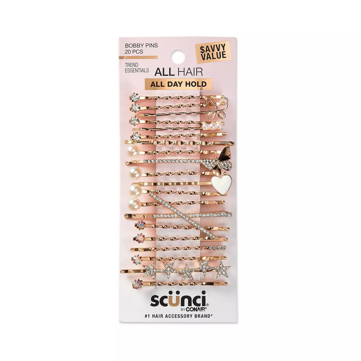 scünci Rhinestone and Pearl Embellished Metal Bobby Pins - All Hair - 20pk