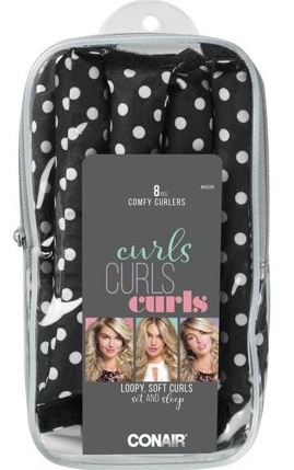 ITEM#66586 Conair Comfy Curlers 8 ct- Black w/ White Polka Dots Pack:24 UPC:074108665867