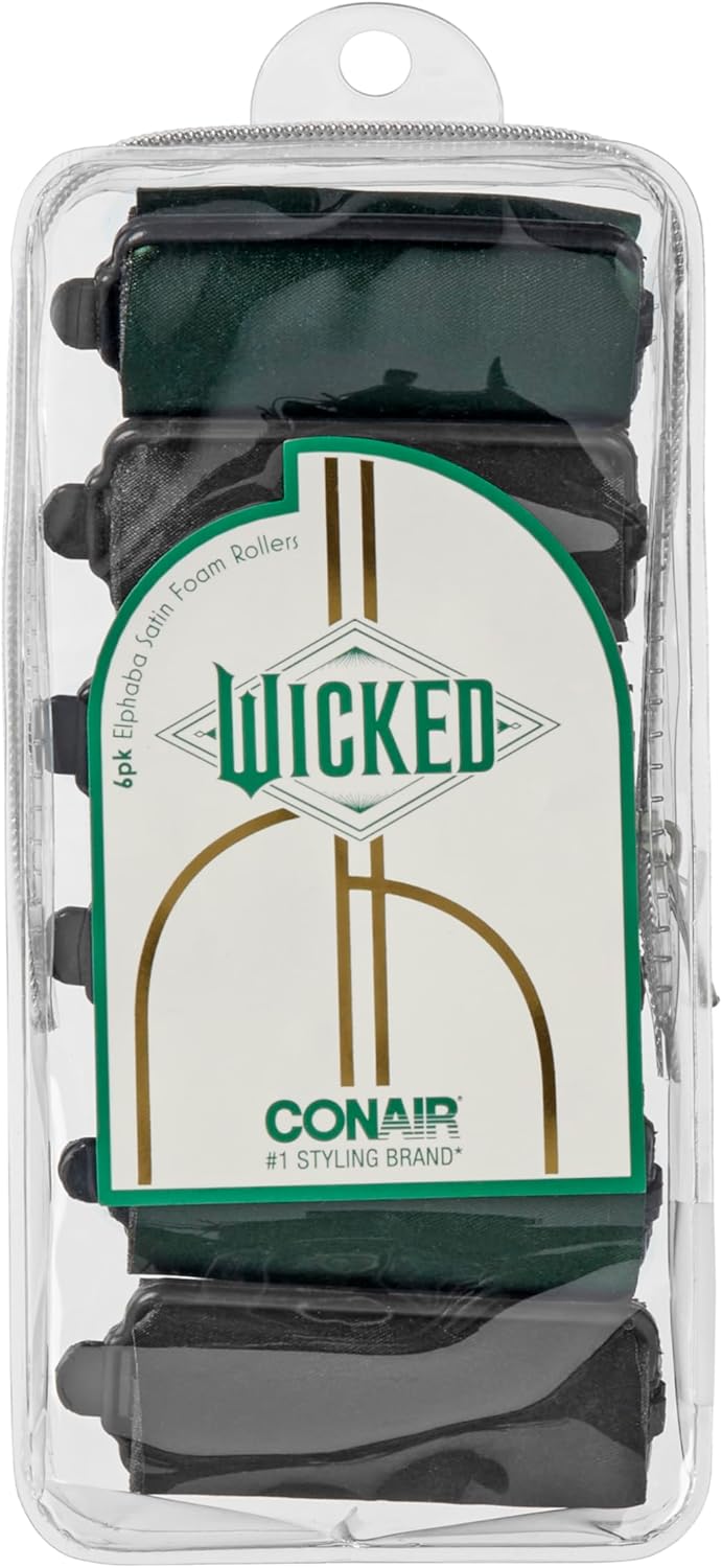(image for) Wicked Elphaba 6PK Satin Rollers - hair rollers - foam rollers - heatless hair curlers - Scunci by