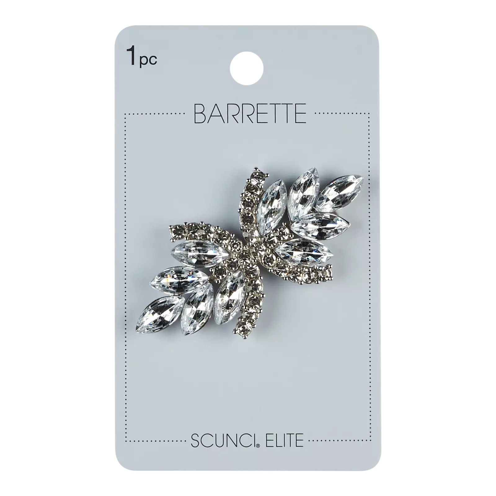 Scunci Elite Rhinestone Hair Elegant Barrette-Silver UPC:043194693450 - Click Image to Close