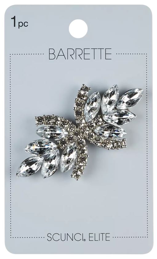 Scunci Elite Rhinestone Hair Elegant Barrette-Silver UPC:043194693450