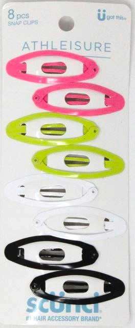 ITEM#69408 SCUNCI ATHLEISURE SNAP CLIPS 8CT PACK:48/3 UPC:049194694082