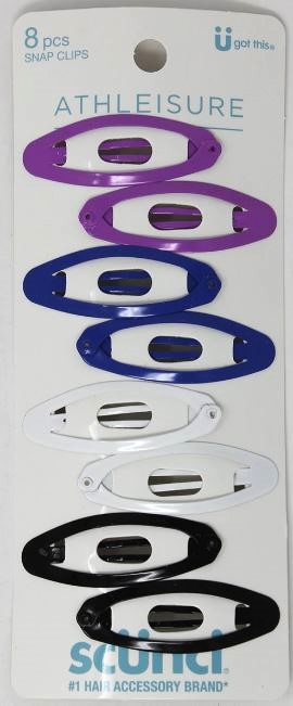 ITEM#69409 SCUNCI ATHLEISURE SNAP CLIPS 8CT PACK:48/3 UPC:043194694099