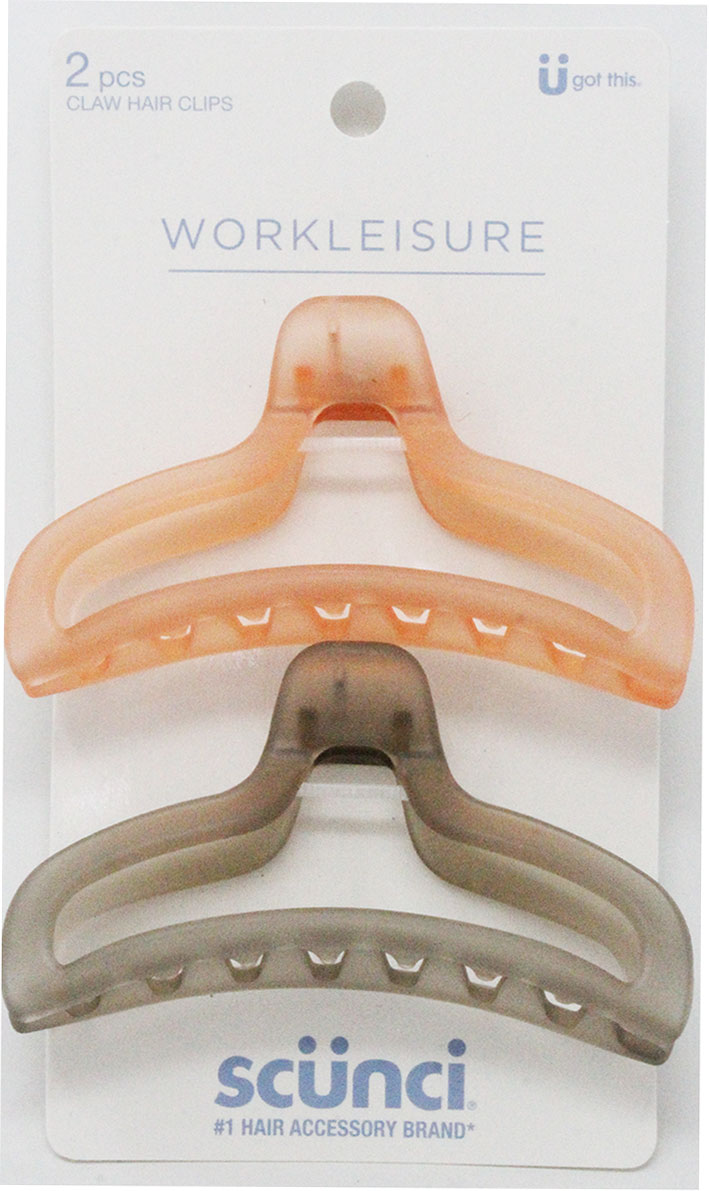 Scunci 2 Pk Translucent Jaw Clips Workleisure UPC: 043194694198 Pack:48 (16-3's) - Click Image to Close