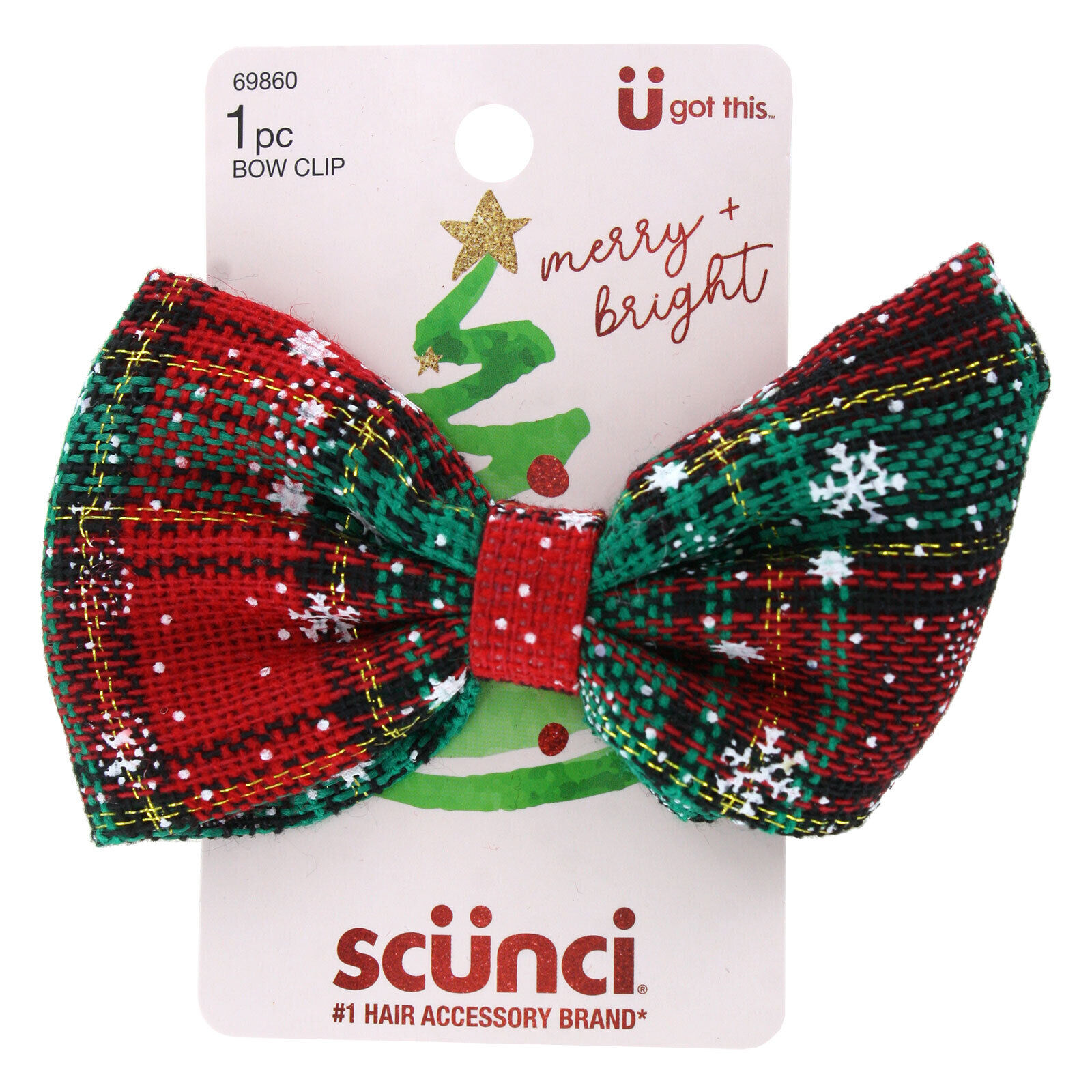 Scunci U Got This Merry + Bright Holiday Christmas Hair Bow Clip, 1-Piece UPC:043194698608