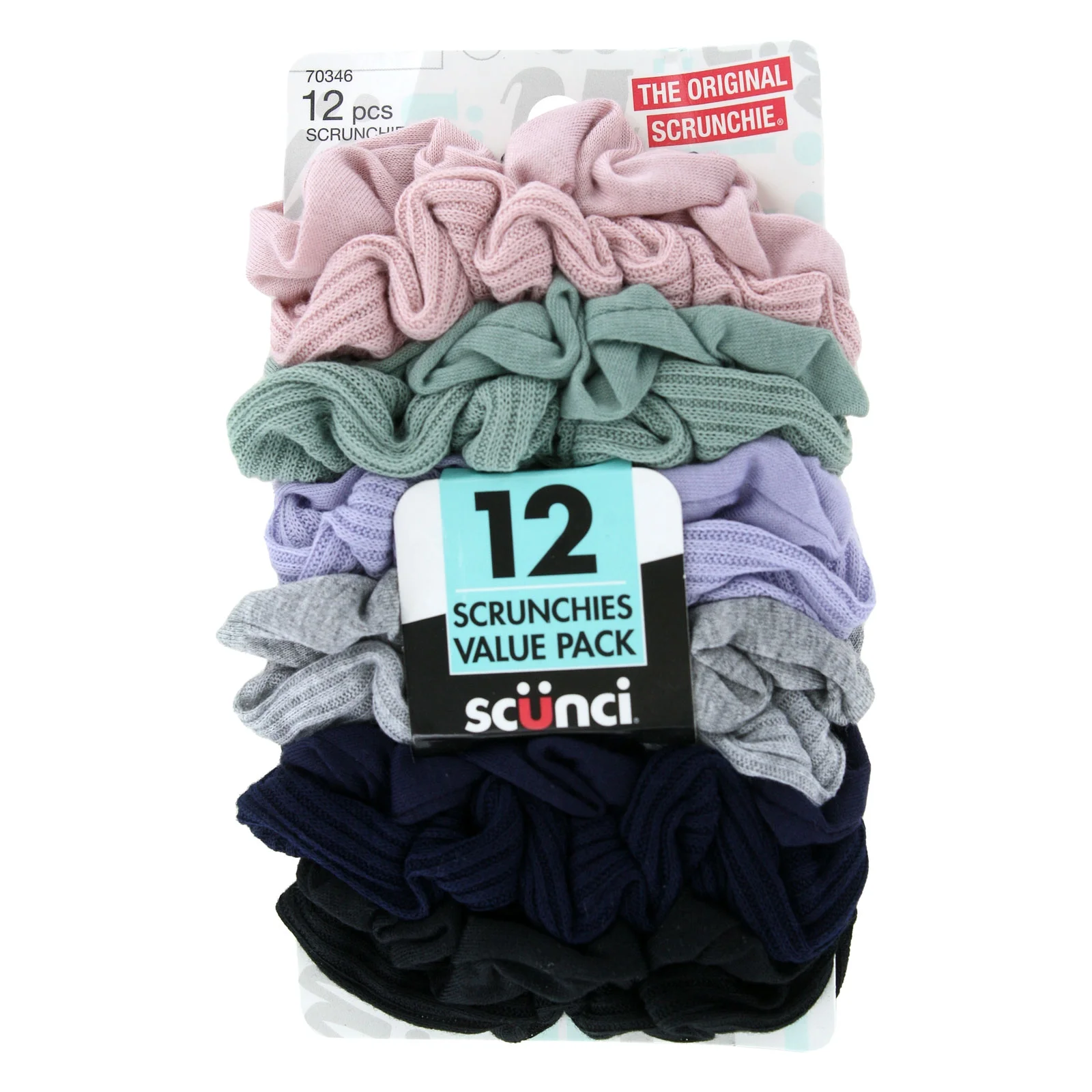 ITEM#70346 Scunci Scrunchie Textured Hair Scrunchies, Pastel PACK:48/3 UPC:043194703463