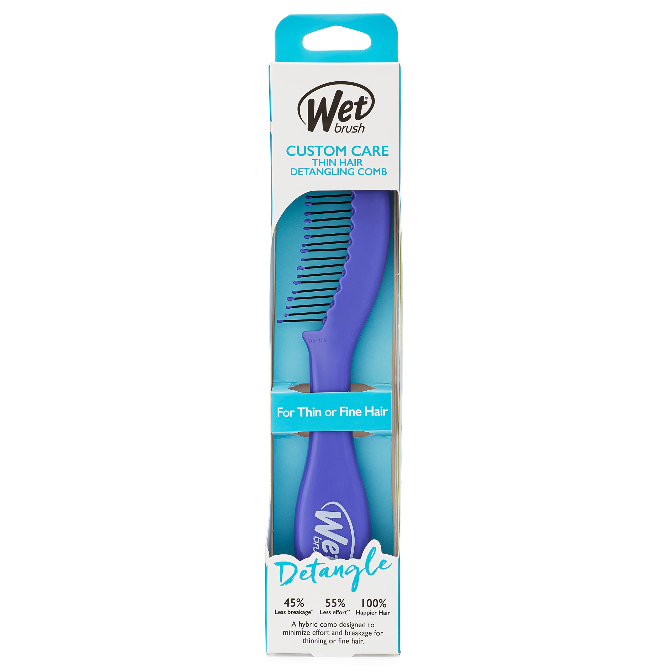 Wetbrush Custom Care Thin Hair Detangling Comb-Purple UPC:736658547245 PACK:24/4