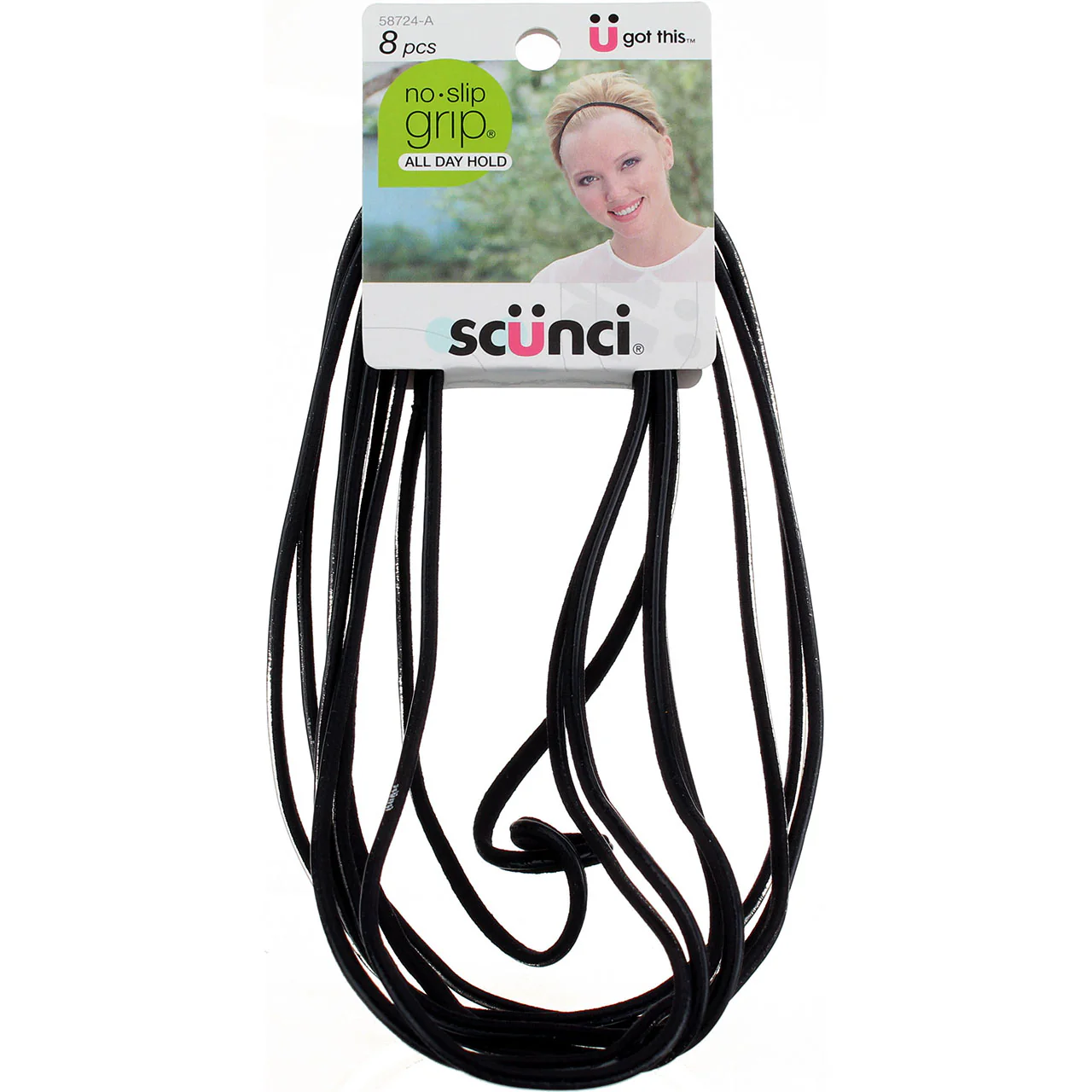 Scunci No Slip Grip Headwrap, Black, 8 Ct UPC:043194587247 PACK:48/3